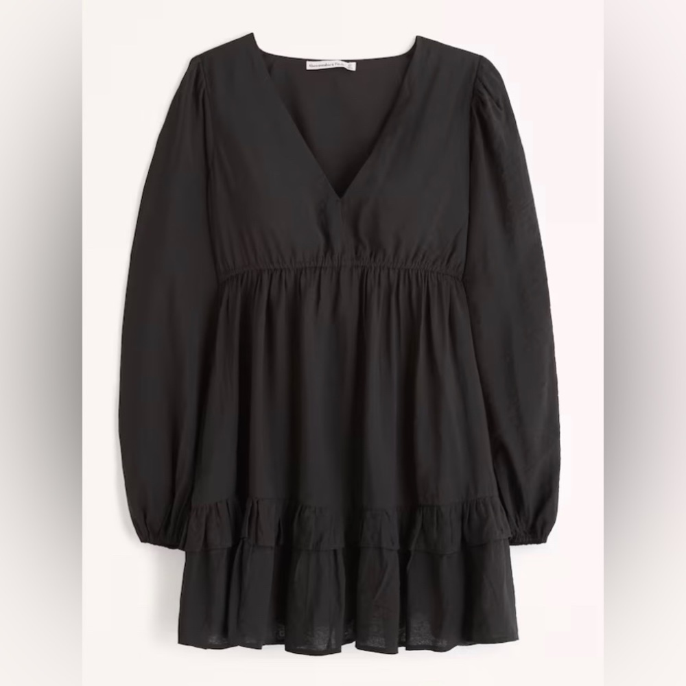 Abercrombie black long-sleeve babydoll dress